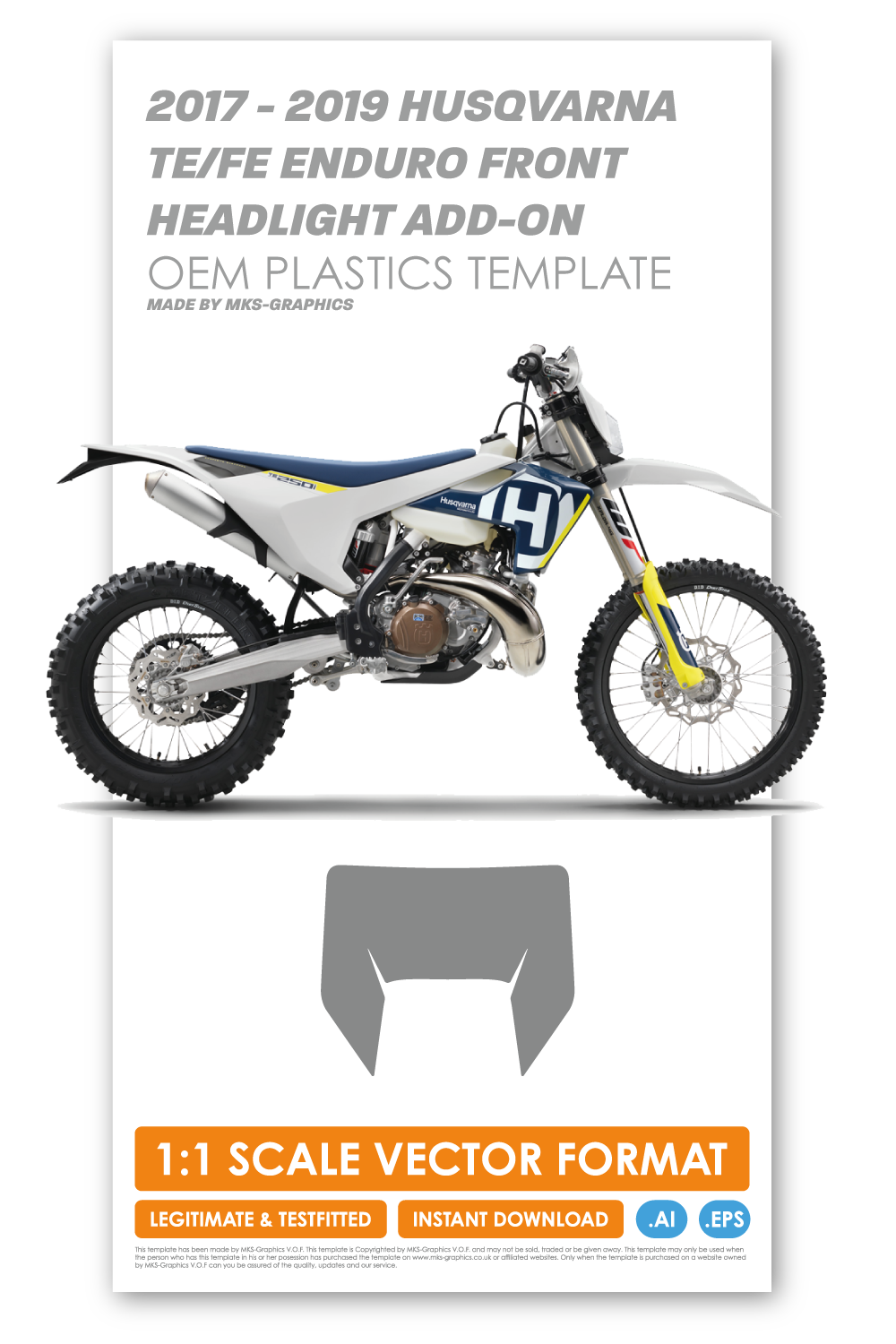 HUSQVARNA 2017 - 2018 - 2019 ENDURO MODELS FRONT HEADLIGHT ADD-ON TEMPLATE