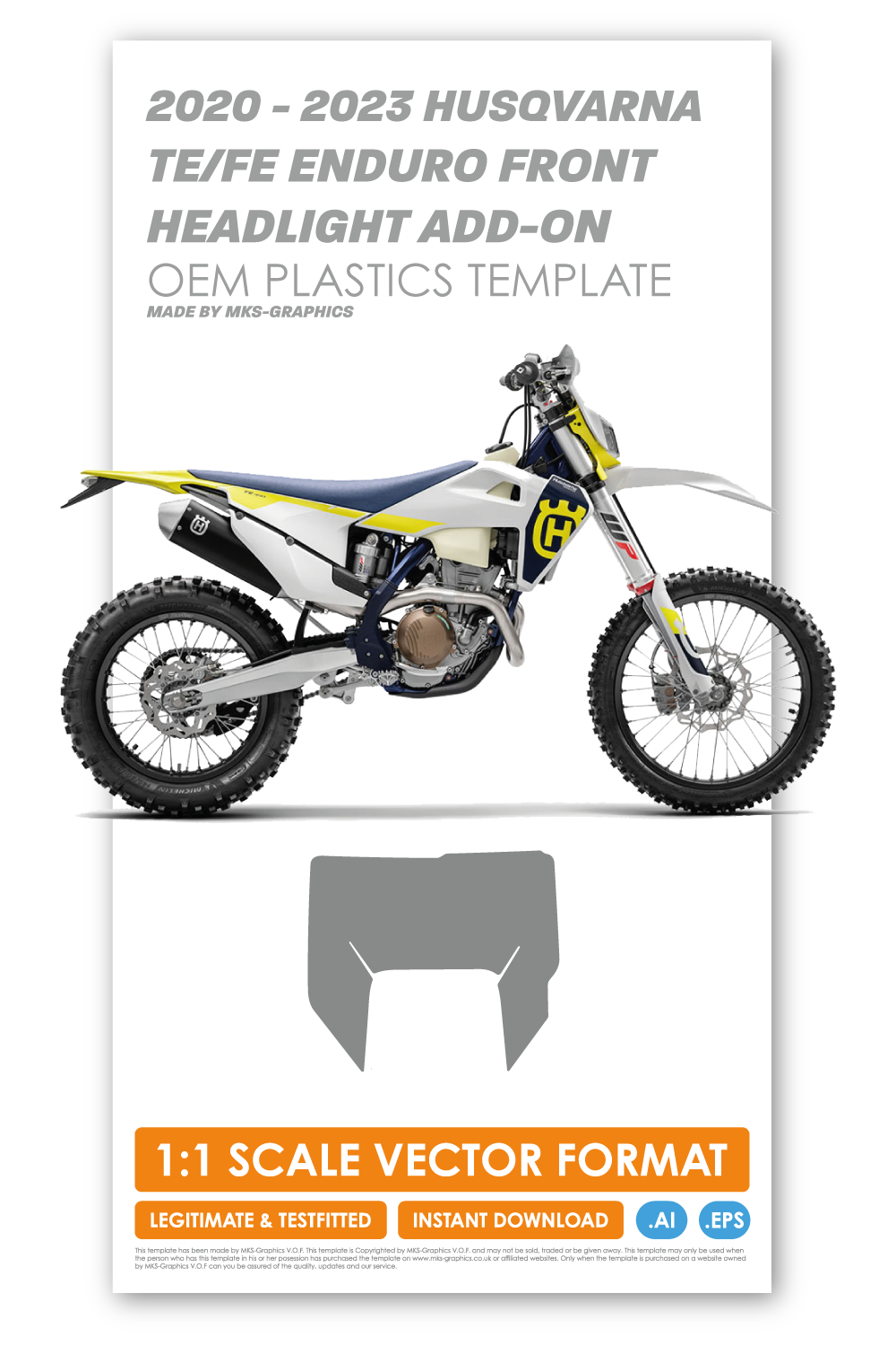 HUSQVARNA 2020 - 2021 - 2022 - 2023 ENDURO MODELS FRONT HEADLIGHT ADD-ON TEMPLATE