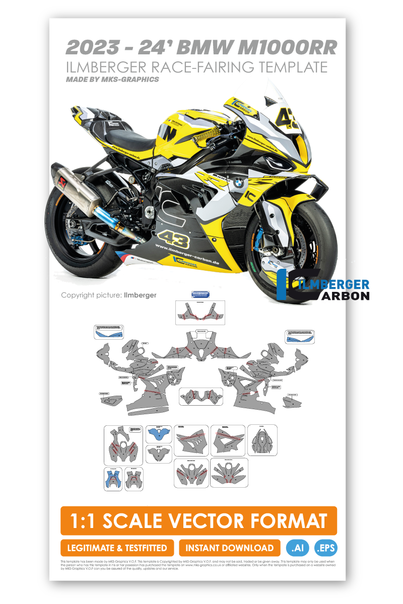 BMW M1000RR 2023 - 2024 ILMBERGER RACING-FAIRINGS TEMPLATE