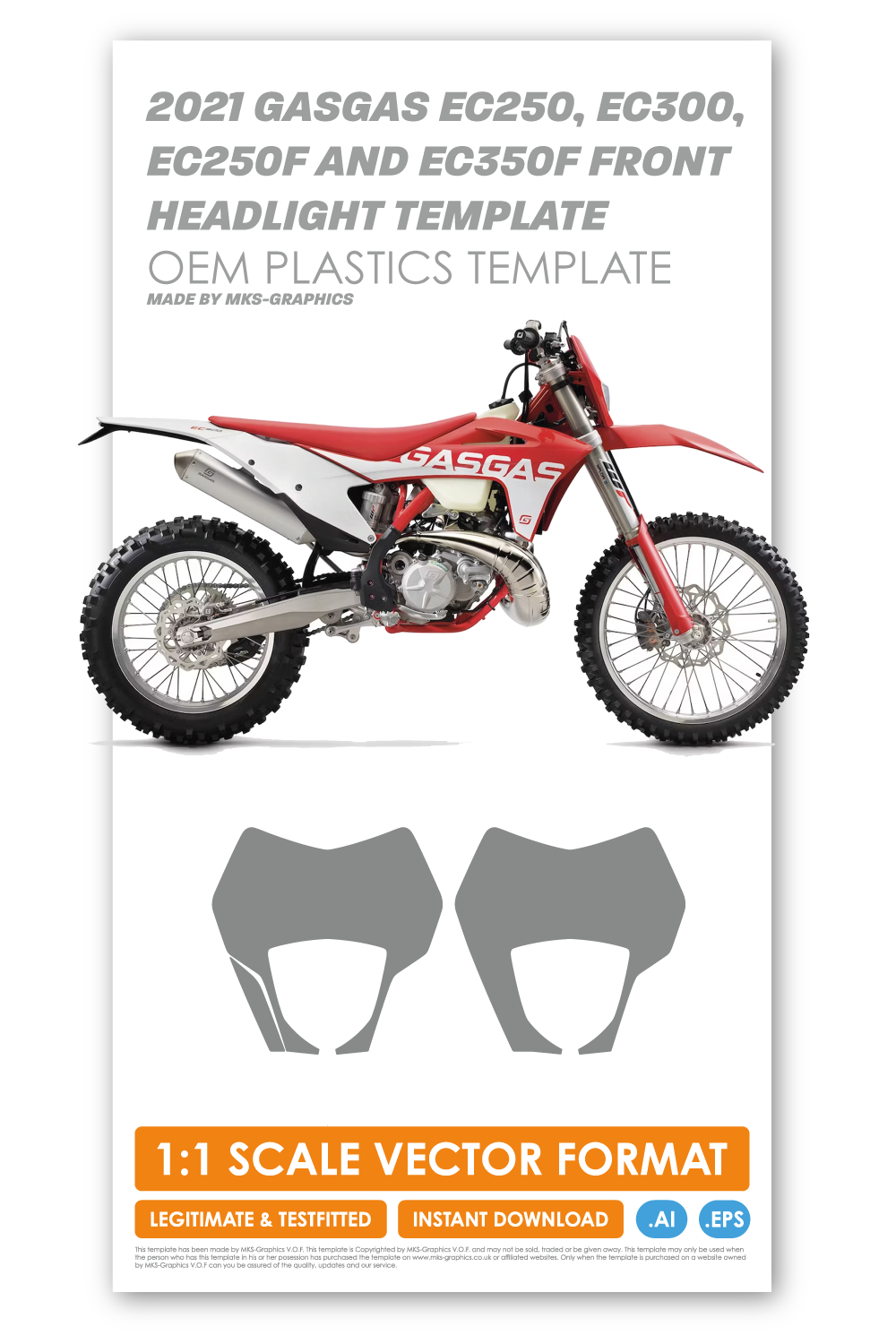 GASGAS EC250, EC300, EC250F AND EC350F 2021 FRONT HEADLIGHT TEMPLATE