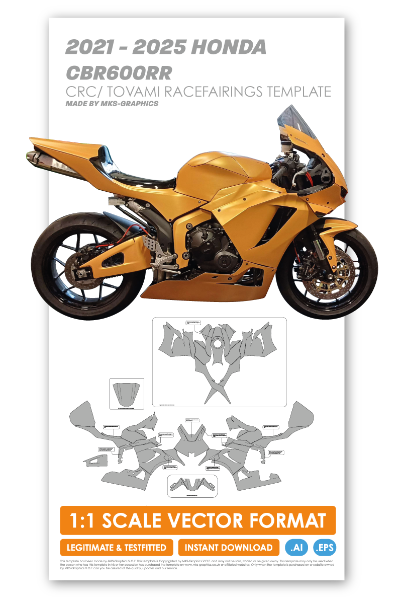 2021 - 2025 HONDA CBR600RR CRC / TOVAMI RACING FAIRINGS TEMPLATE 2021 - 2025 HONDA CBR600RR CRC / TOVAMI RACING FAIRINGS TEMPLATE