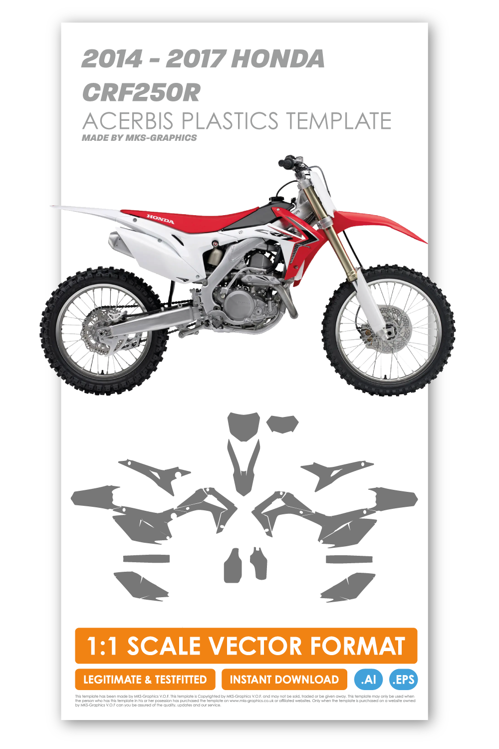 HONDA CRF250R 2014, 2015, 2016 & 2017 TEMPLATE (ACERBIS PLASTICS HONDA CRF250R 2014, 2015, 2016 & 2017 TEMPLATE (ACERBIS PLASTICS