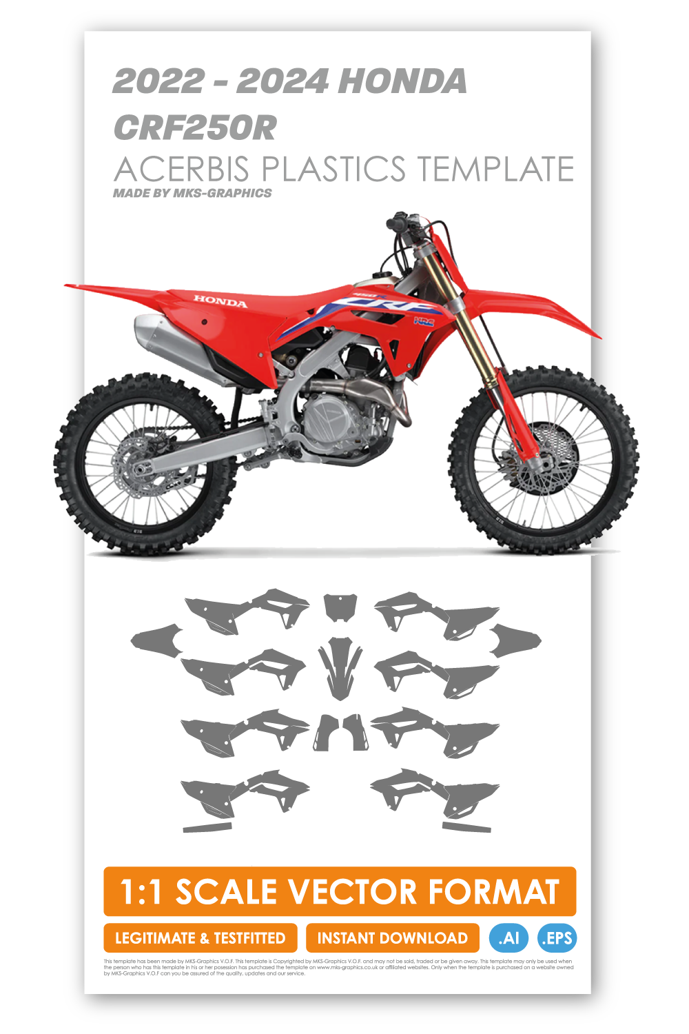 HONDA CRF250R 2022, 2023 & 2024 TEMPLATE (ACERBIS PLASTICS) MKSGraphics