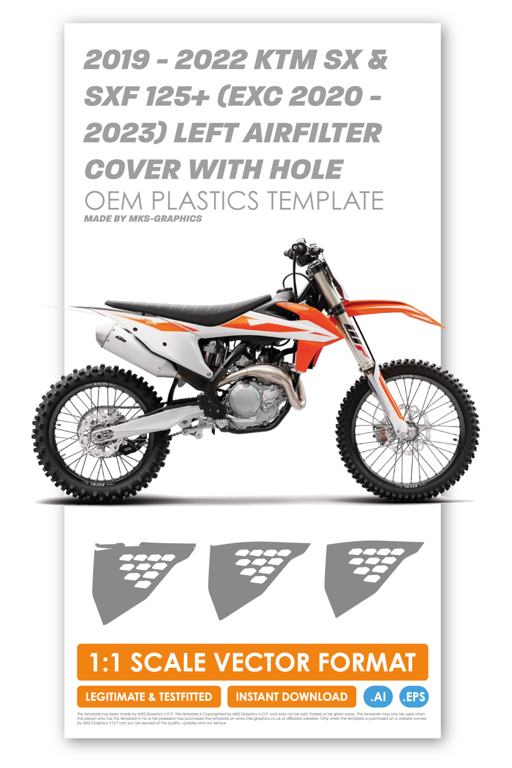 KTM SXF 2019 - 2020 - 2021 - 2022 + EXC 2020 - 2021 - 2022 - 2023 LEFT AIRFILTER COVER WITH HOLES