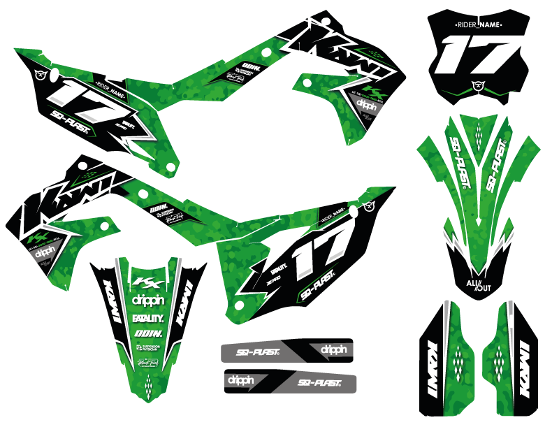 KAWASAKI - WARFARE - PRE-MADE DESIGN (KAWASAKI KX250F KX450F 2019 - 2020 - 2021 - 2022 - 2023 - 2024)