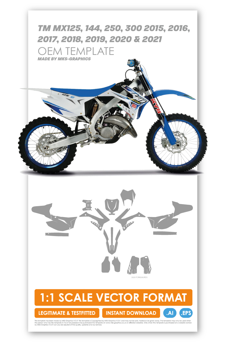 TM MX125, 144, 250, 300 2-STROKE 2015, 2016, 2017, 2018, 2019, 2020 & 2021 TEMPLATE