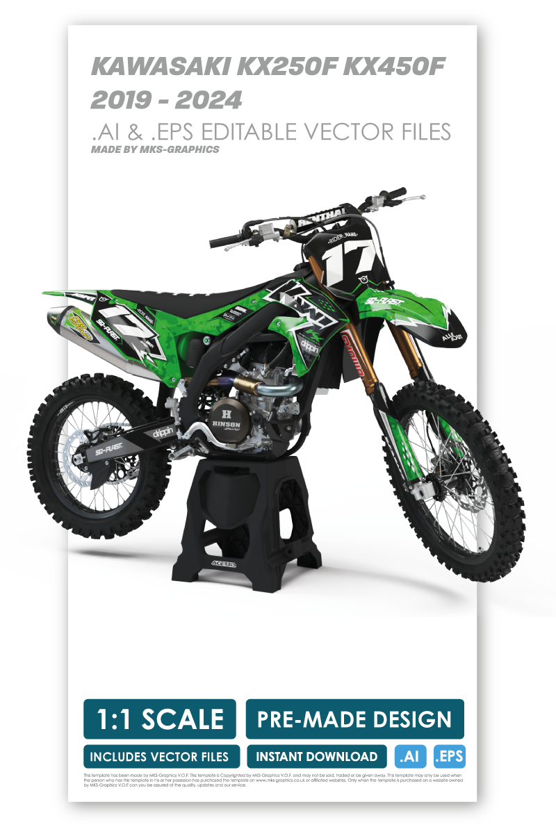 KAWASAKI - WARFARE - PRE-MADE DESIGN (KAWASAKI KX250F KX450F 2019 - 2020 - 2021 - 2022 - 2023 - 2024)