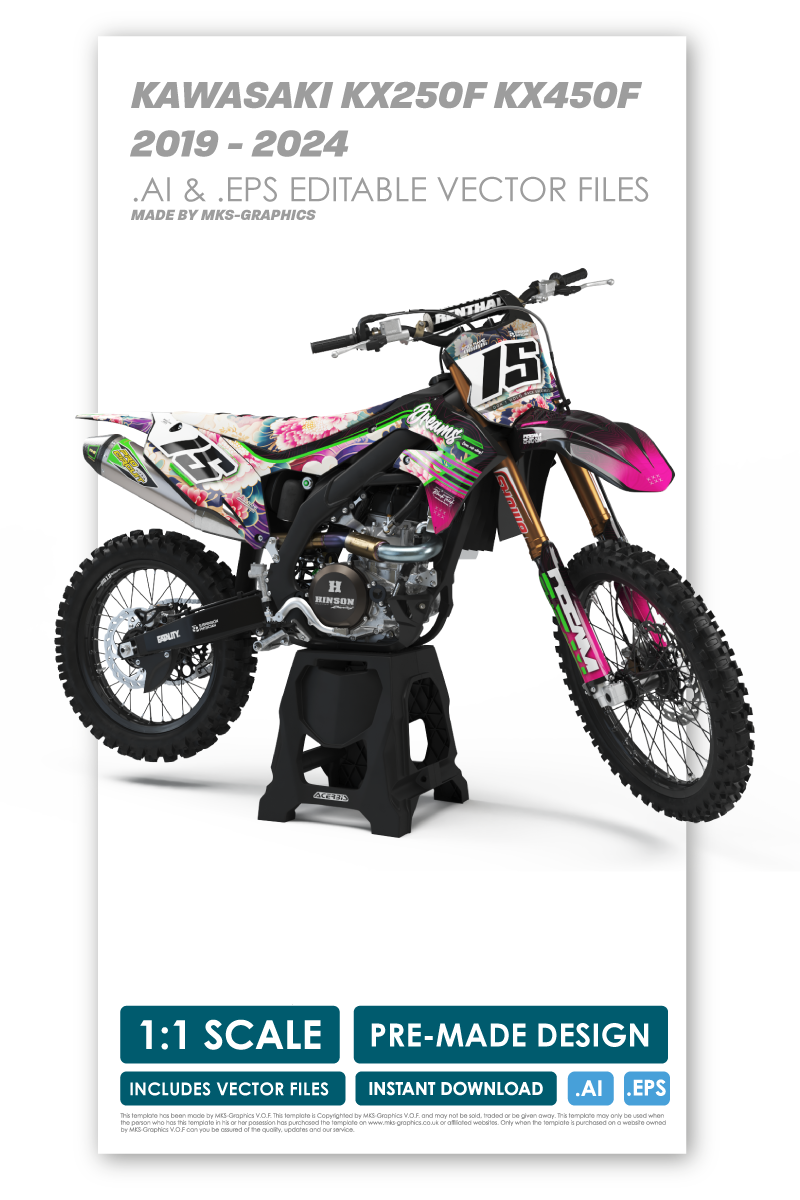 KAWASAKI - DREAMS - PRE-MADE DESIGN (KAWASAKI KX250F KX450F 2019 - 2020 - 2021 - 2022 - 2023 - 2024)