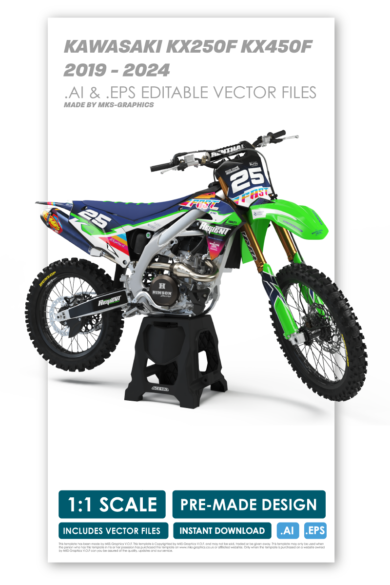 KAWASAKI - FASTAF - PRE-MADE DESIGN (KAWASAKI KX250F KX450F 2019 - 2020 - 2021 - 2022 - 2023 - 2024)