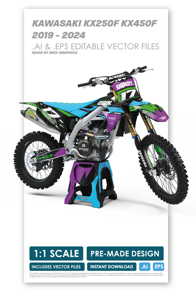 KAWASAKI - SYNTH - PRE-MADE DESIGN (KAWASAKI KX250F KX450F 2019 - 2020 - 2021 - 2022 - 2023 - 2024)