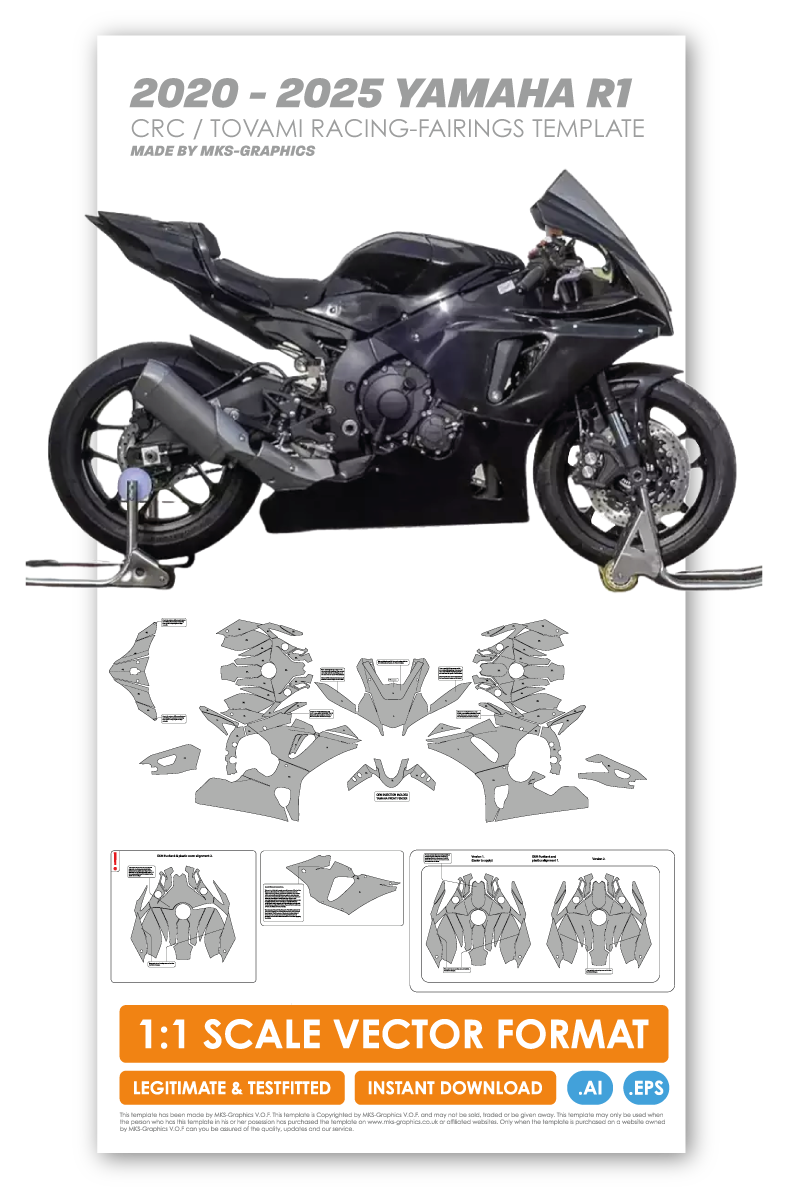 2020 TO 2025 YAMAHA R1 CRC / TOVAMI RACING-FAIRINGS TEMPLATE