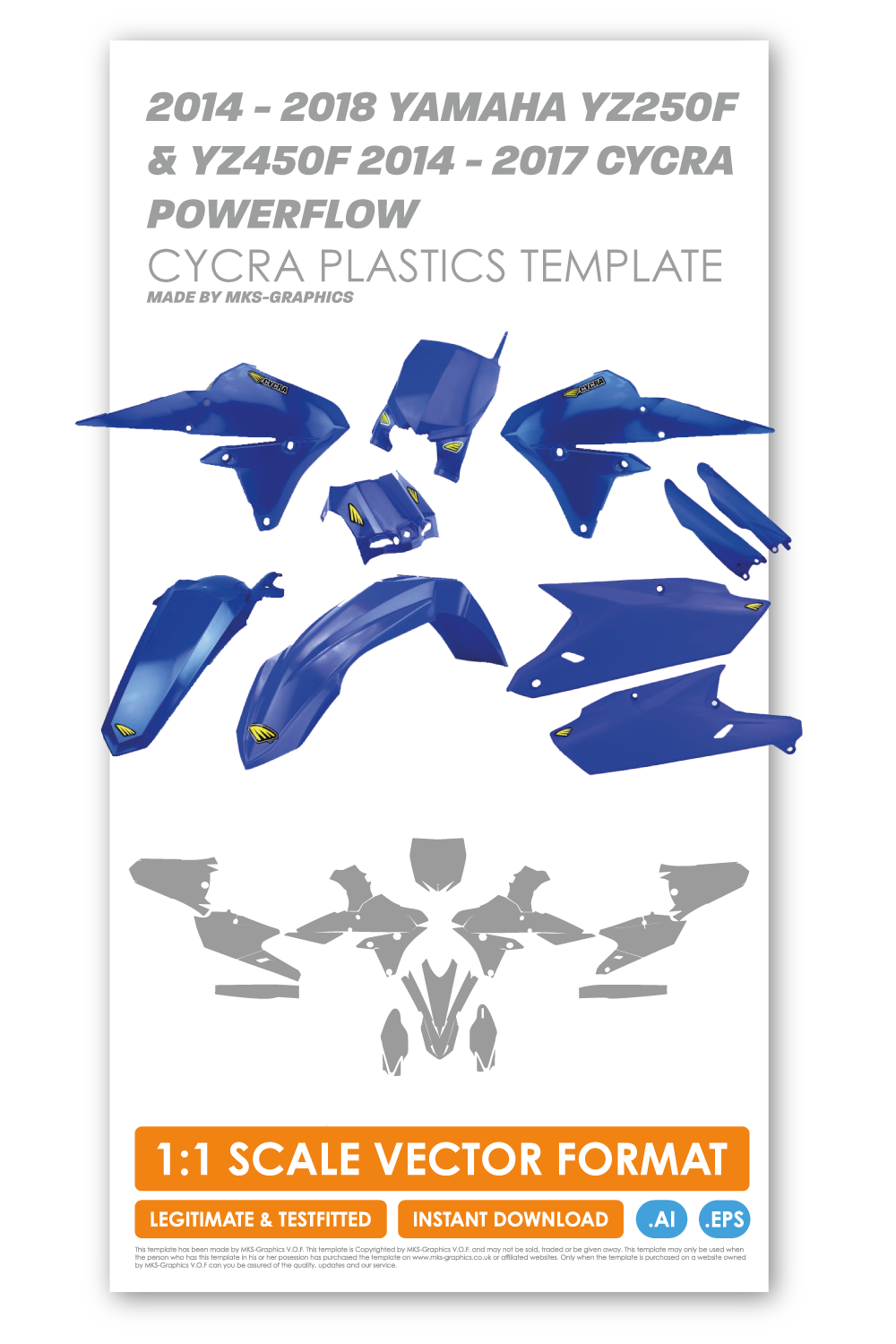 YAMAHA YZ250F 2014 - 2018 & YZ450F 2014 - 2017 CYCRA POWERFLOW TEMPLATE