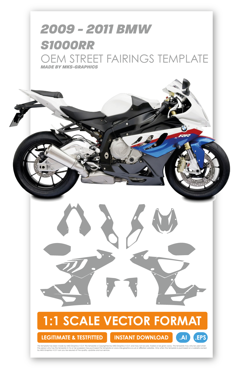 BMW S1000RR 2009 - 2010 - 2011 OEM STREET FAIRINGS TEMPLATE