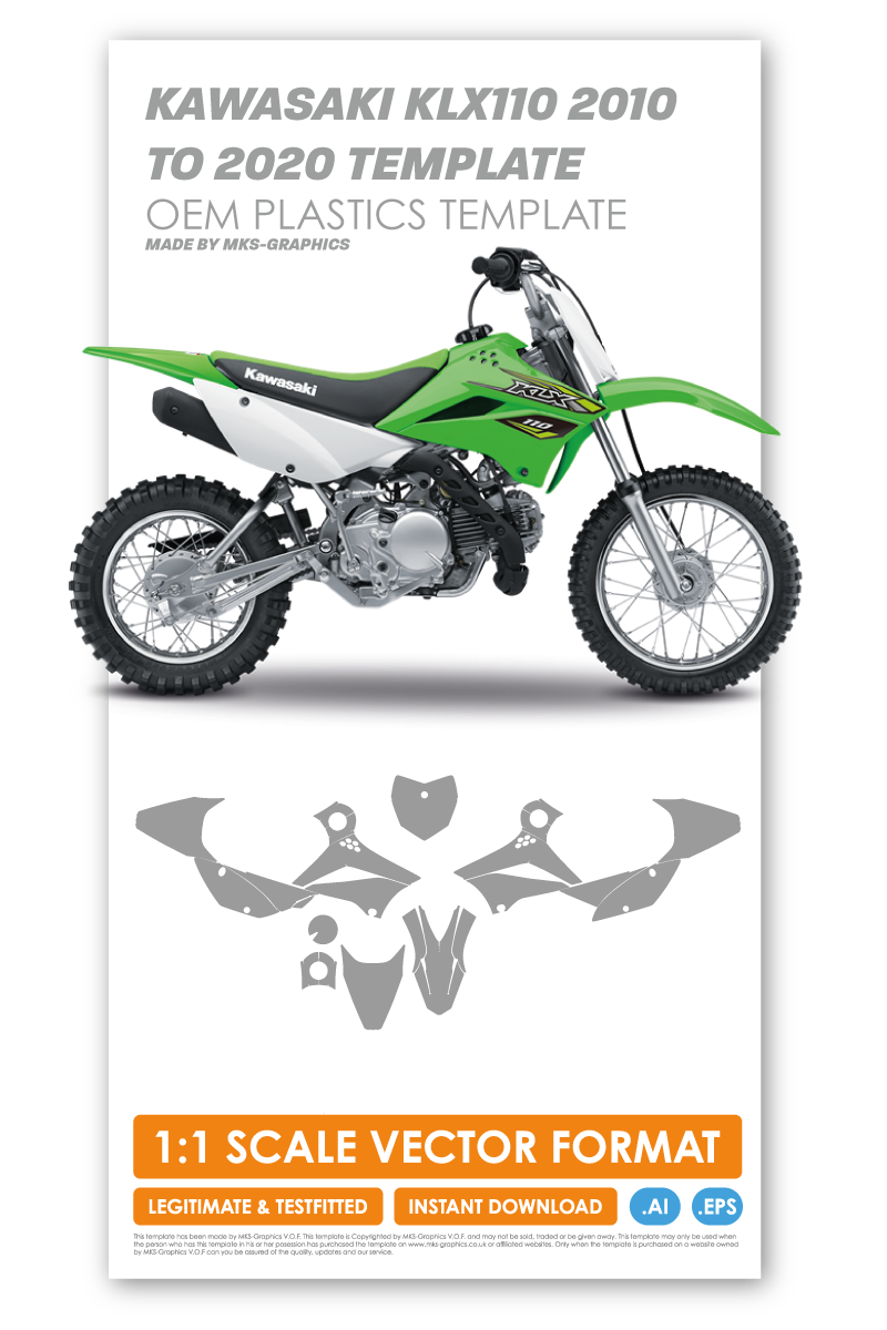 KAWASAKI KLX110 2010 TO 2020 TEMPLATE