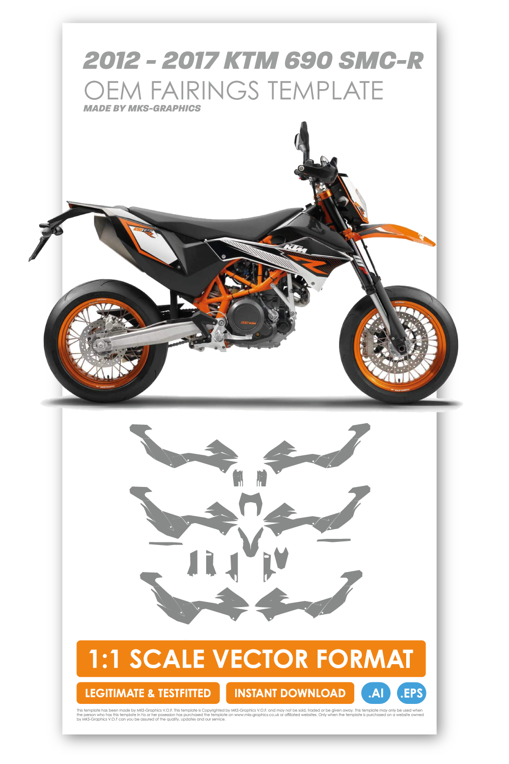 KTM 690 SMC-R 2012 - 2013 - 2014 - 2015 - 2016 - 2017 TEMPLATE