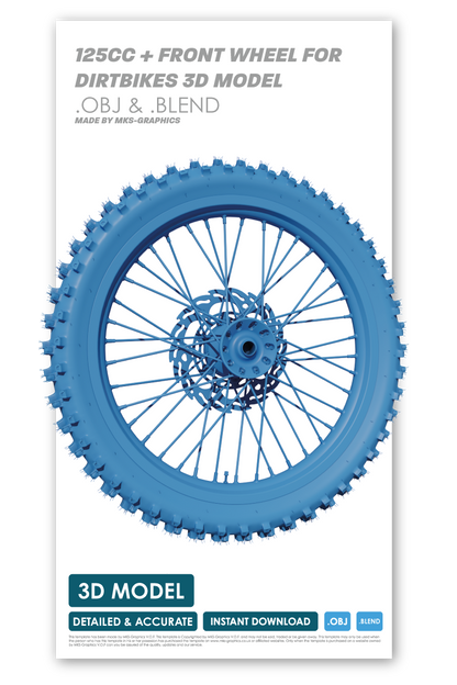 125CC + FRONT WHEEL ASSEMBLY FOR DIRTBIKES 3D MODEL (.OBJ AND .BLEND)