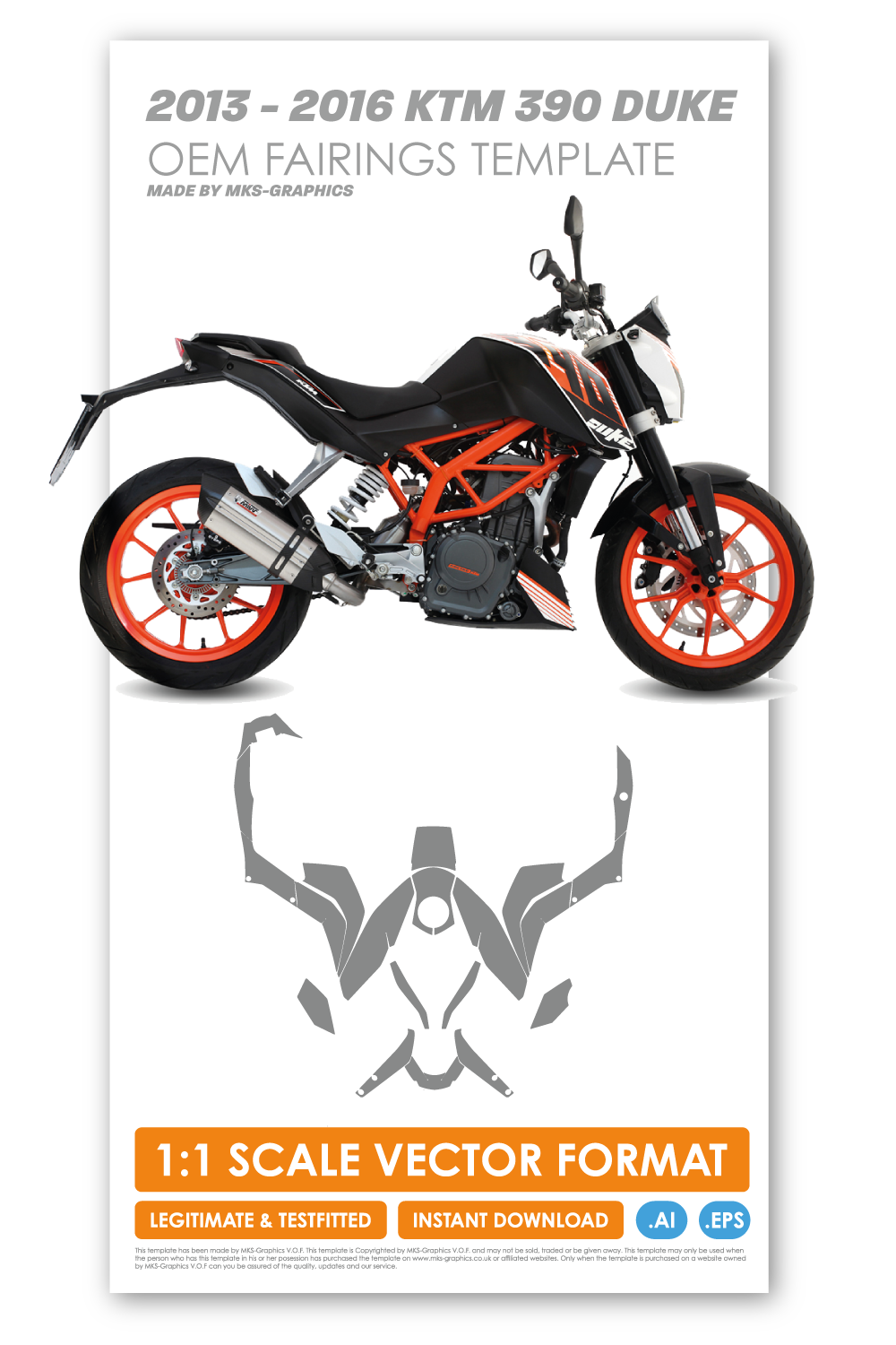 KTM 390 DUKE 2013 - 2014 - 2015 - 2016 TEMPLATE