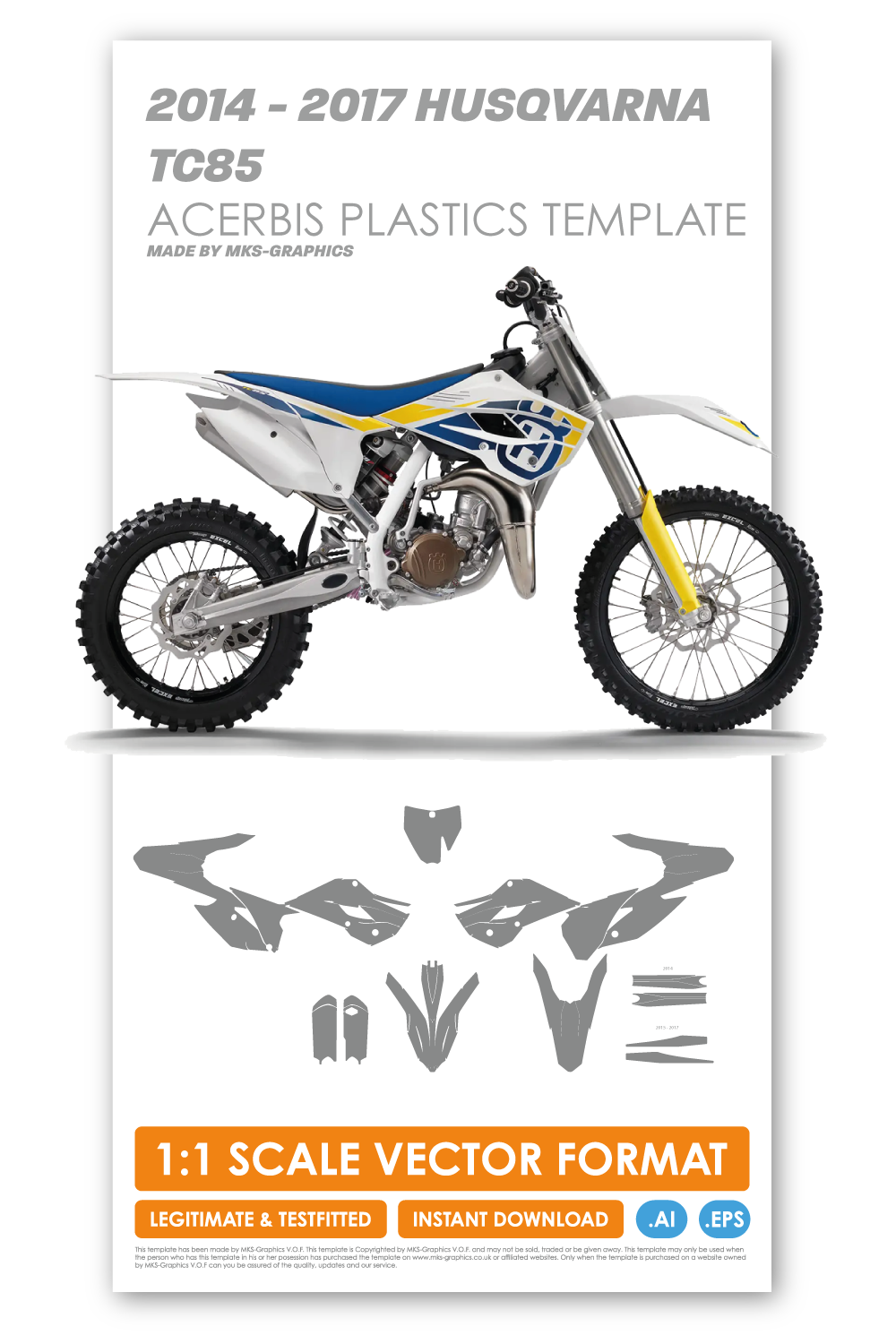 HUSQVARNA TC85 2014, 2015, 2016 & 2017 TEMPLATE (ACERBIS PLASTICS)