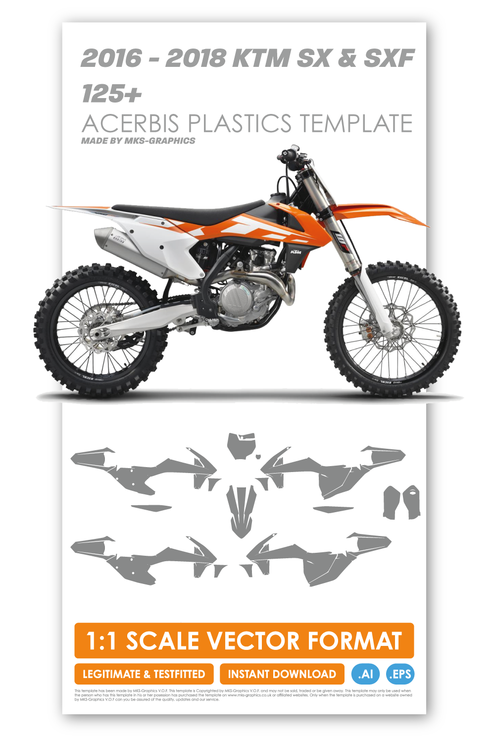 KTM SX & SXF 125+ 2016 - 2017 - 2018 TEMPLATE