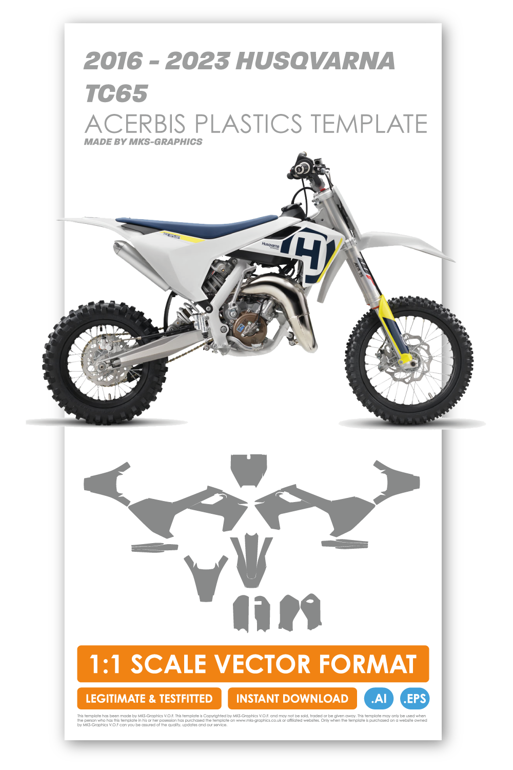 HUSQVARNA TC65 2016 - 2017 - 2018 - 2019 - 2020 - 2021 - 2022 - 2023 TEMPLATE