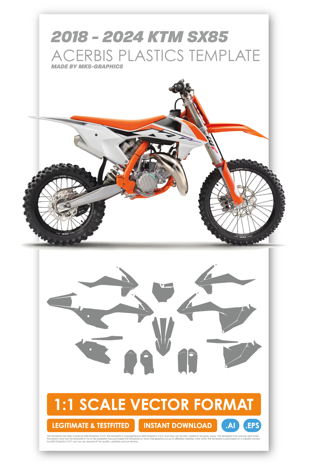 KTM SX85 2018 - 2019 - 2020 - 2021 - 2022 - 2023 - 2024  TEMPLATE