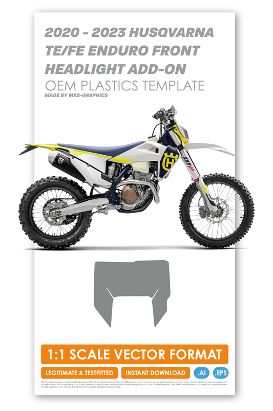 HUSQVARNA 2020 - 2021 - 2022 - 2023 ENDURO MODELS FRONT HEADLIGHT ADD-ON TEMPLATE