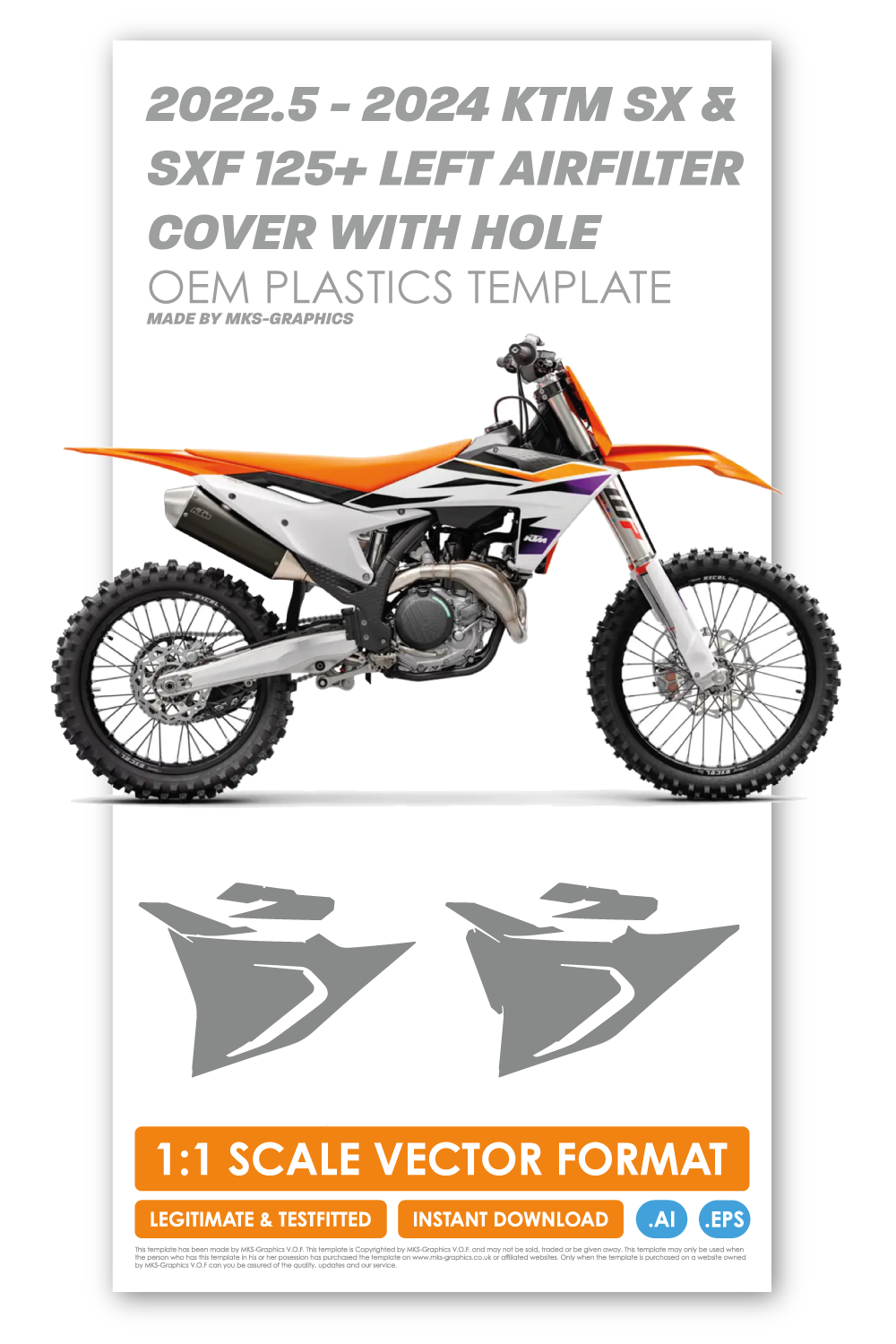 KTM SXF450/250 2022.5 / 2023  LEFT AIRFILTER COVER WITH VENTS TEMPLATE
