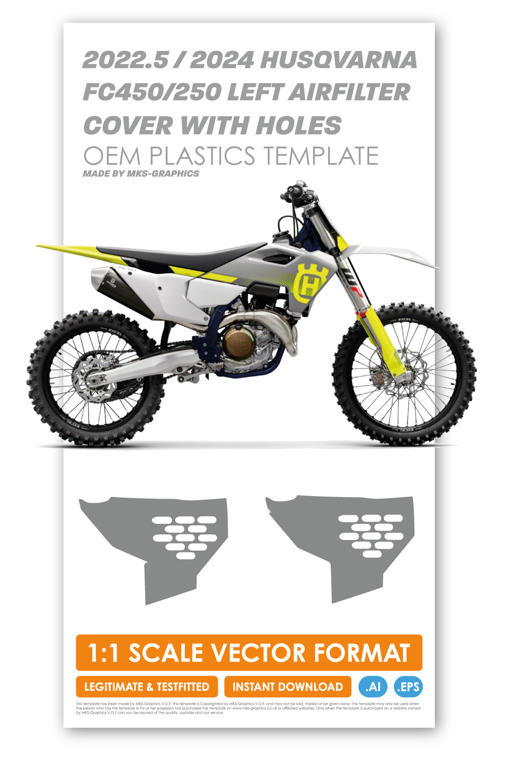 HUSQVARNA FC450/250 2022.5 / 2023 VENTILATED AIRFILTER COVER TEMPLATE