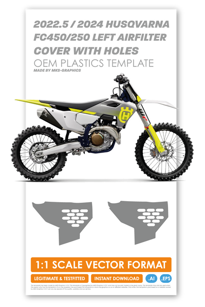 HUSQVARNA FC450/250 2022.5 / 2023 VENTILATED AIRFILTER COVER TEMPLATE