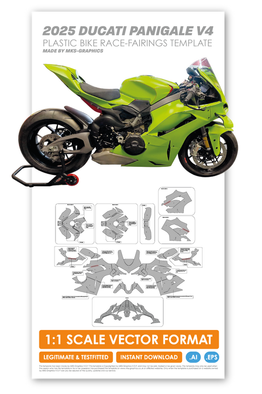 2025 DUCATI PANIGALE V4 / V4S PLASTIC BIKE RACE-FAIRINGS TEMPLATE