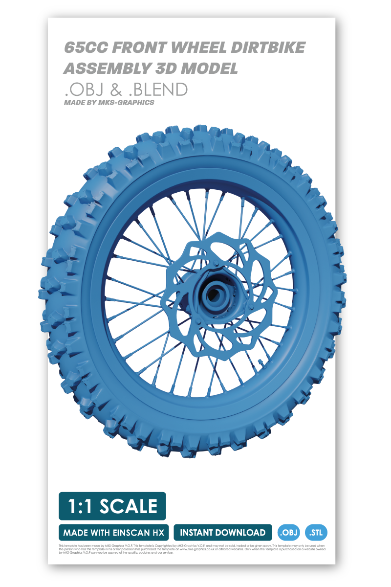 65CC FRONT WHEEL ASSEMBLY 3D MODEL (.OBJ AND .BLEND)