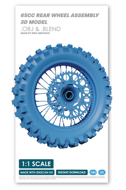 65CC REAR WHEEL ASSEMBLY 3D MODEL (.OBJ AND .BLEND)