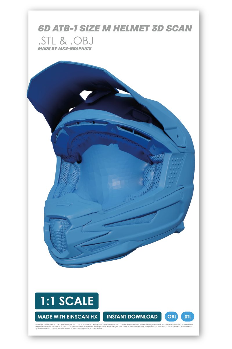 6D ATB-1 SIZE M HELMET INCLUDING VISOR (SEPARATE) 3D SCAN (.OBJ AND .STL)