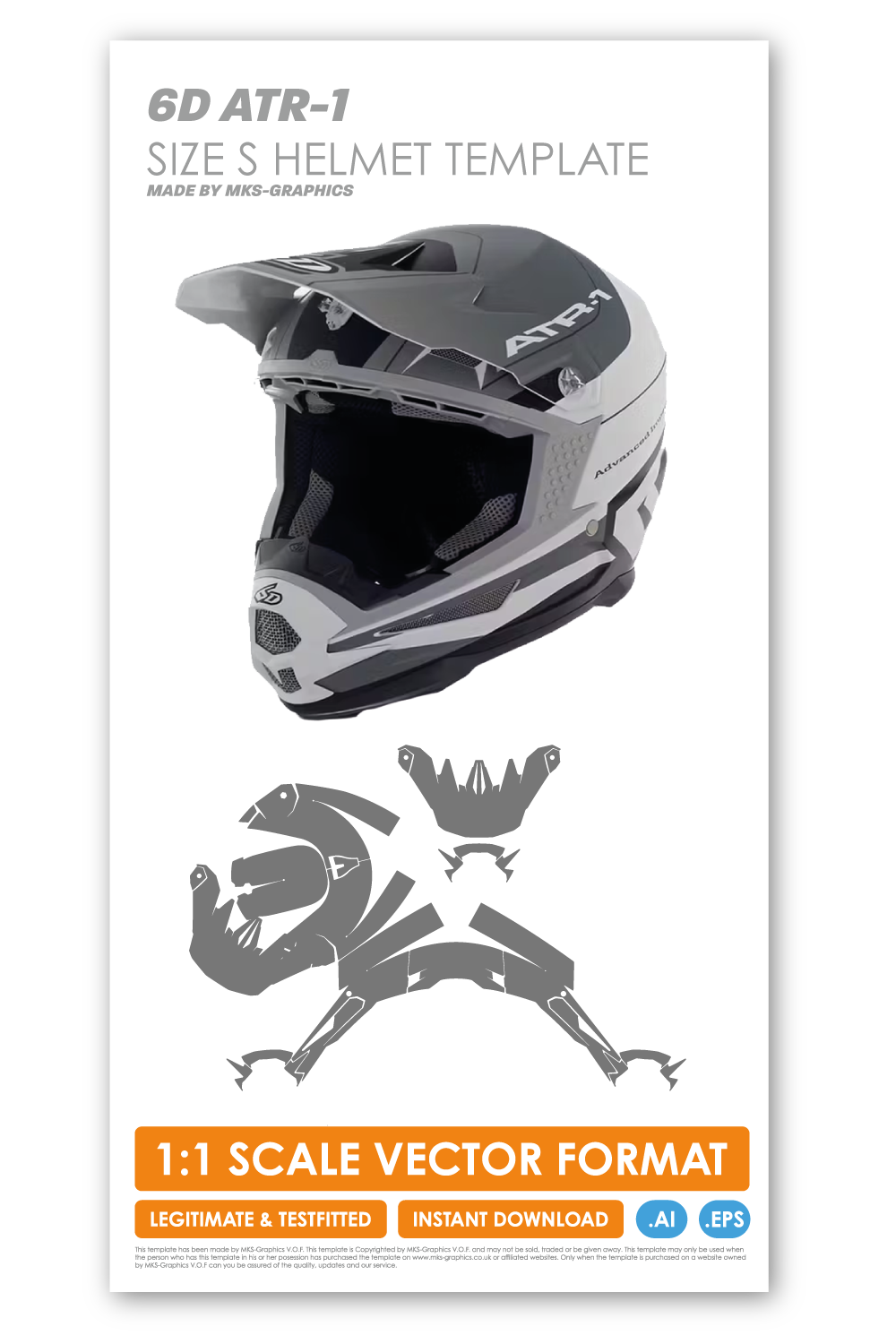 6D ATR-1 HELMET SIZE SMALL & XS HELMET TEMPLATE