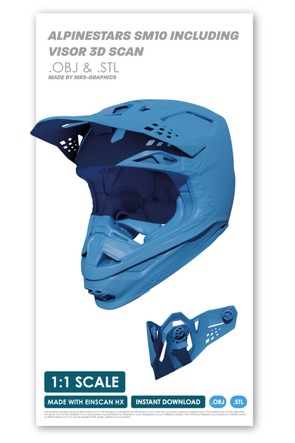 ALPINESTARS SM10 INCLUDING VISOR (SEPERATE) 3D SCAN (.OBJ AND .STL)