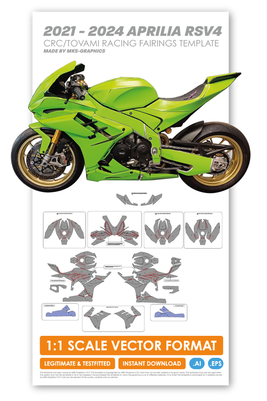 2021 , 2022, 2023 & 2024 APRILIA RSV4 CRC / TOVAMI RACING-FAIRINGS TEMPLATE