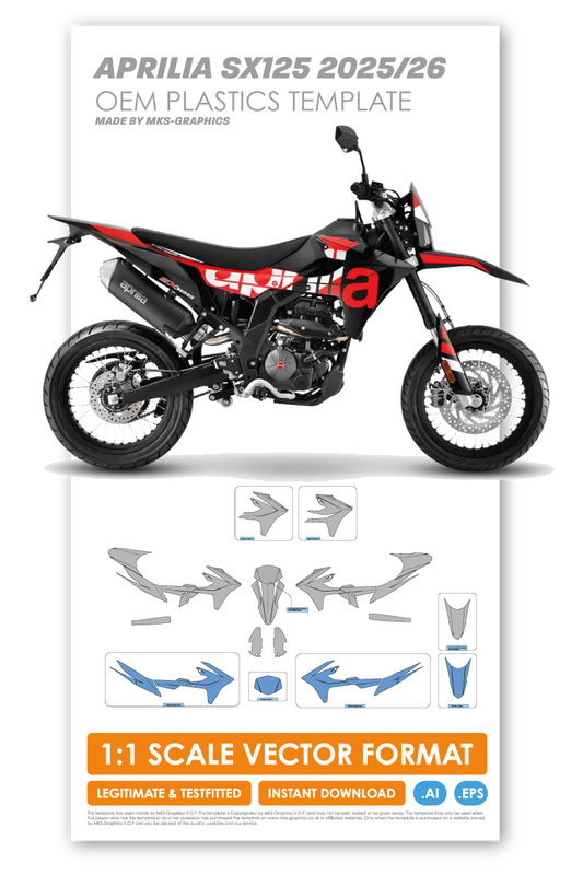 APRILIA SX125 2025 & 2026 OEM PLASTICS TEMPLATE