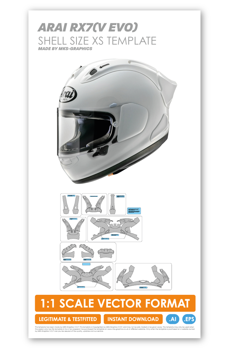 ARAI RX7V EVO SHELL SIZE XS TEMPLATE
