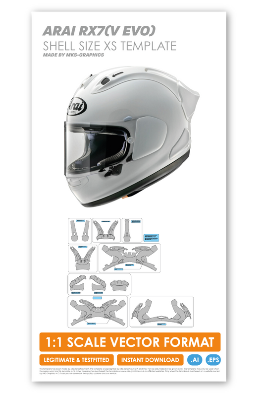 ARAI RX7V EVO SHELL SIZE XS TEMPLATE