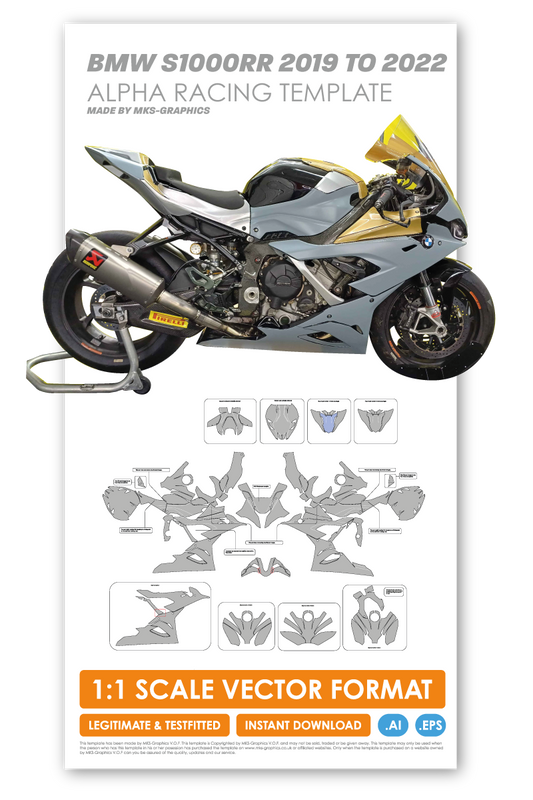 2019 TO 2022 BMW S1000RR ALPHA RACING FAIRINGS TEMPLATE