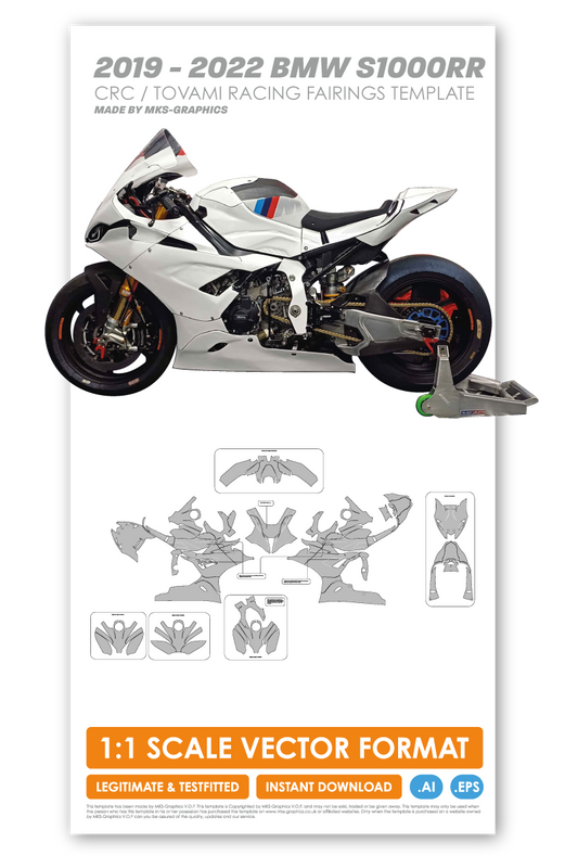 2019 TO 2022 BMW S1000RR CRC / TOVAMI RACING FAIRINGS TEMPLATE