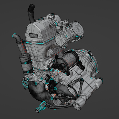 HONDA CRF450R 2021 ENGINE 3D MODEL (.OBJ AND .BLEND)