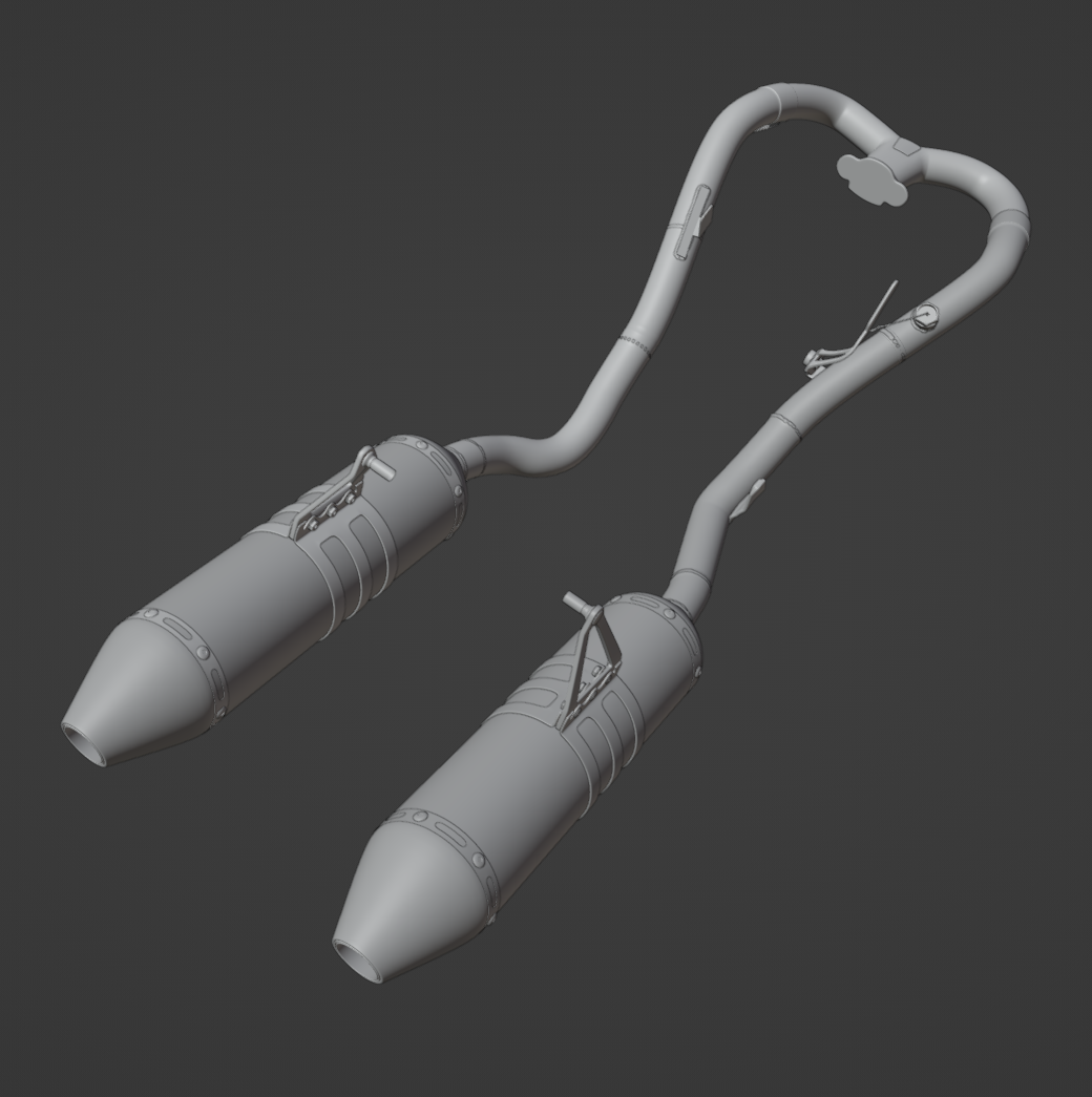 DVR TWIN-EXHAUST SETUP FOR DIRTBIKES 3D MODEL (.OBJ AND .BLEND)