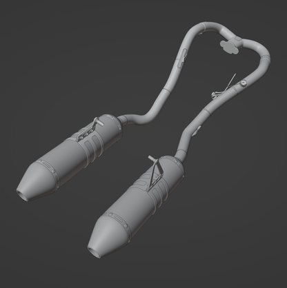 DVR TWIN-EXHAUST SETUP FOR DIRTBIKES 3D MODEL (.OBJ AND .BLEND)