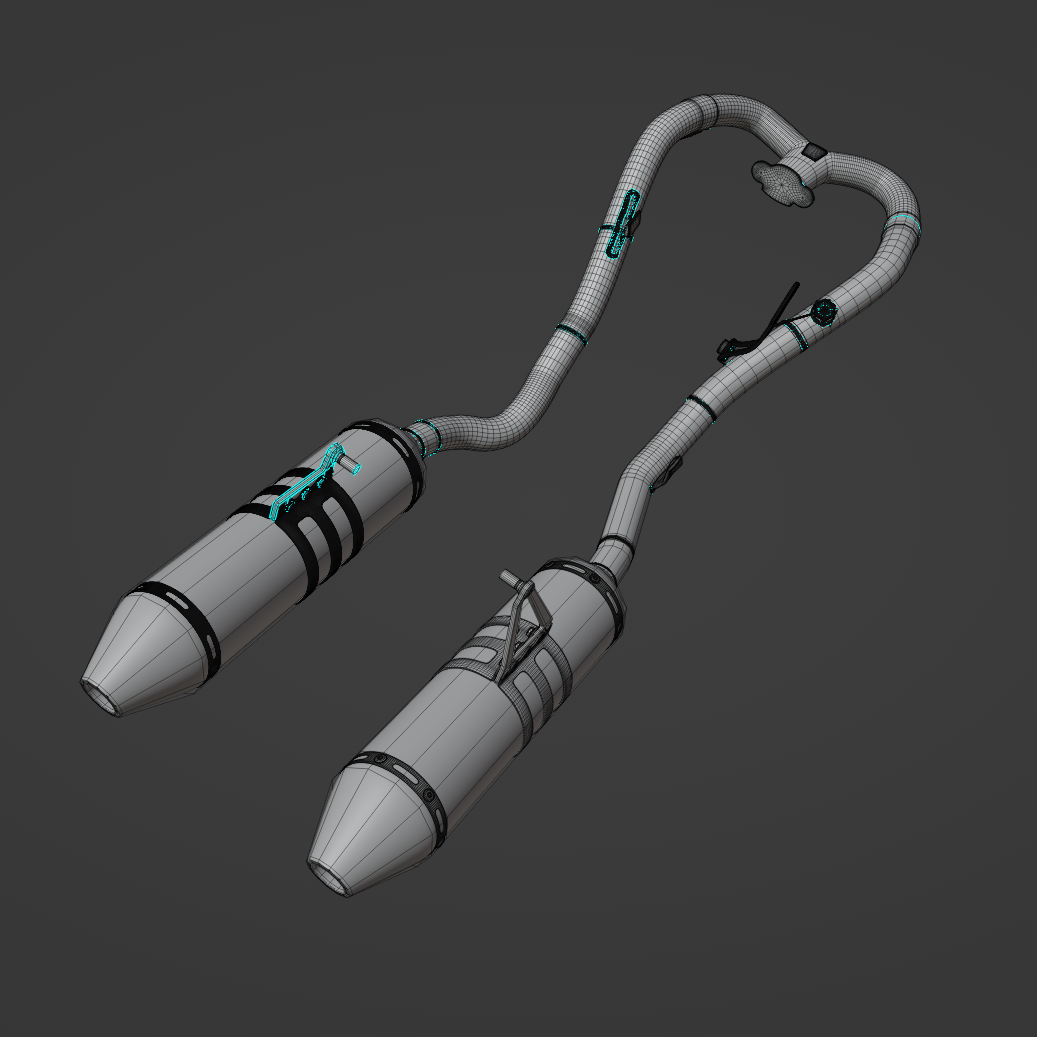 DVR TWIN-EXHAUST SETUP FOR DIRTBIKES 3D MODEL (.OBJ AND .BLEND)