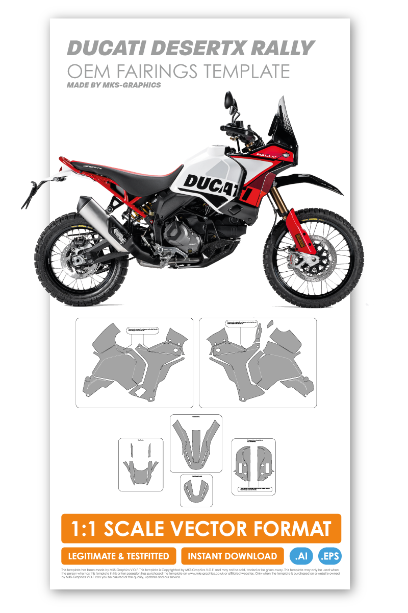 DUCATI DESERTX RALLY OEM PLASTICS TEMPLATE – MKS-Graphics