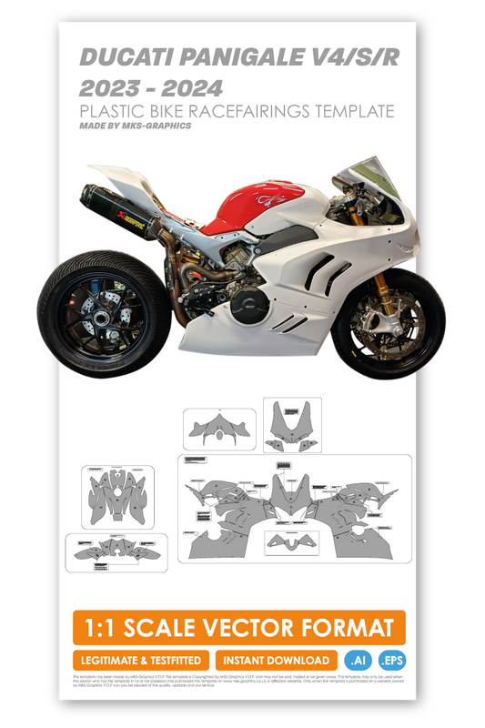 2023 TO 2024 DUCATI PANIGALE V4/S/R PLASTIC BIKE RACE-FAIRINGS TEMPLATE