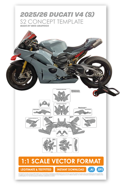 2025 / 2026 DUCATI PANIGALE V4 / V4S S2 CONCEPT RACE-FAIRINGS TEMPLATE