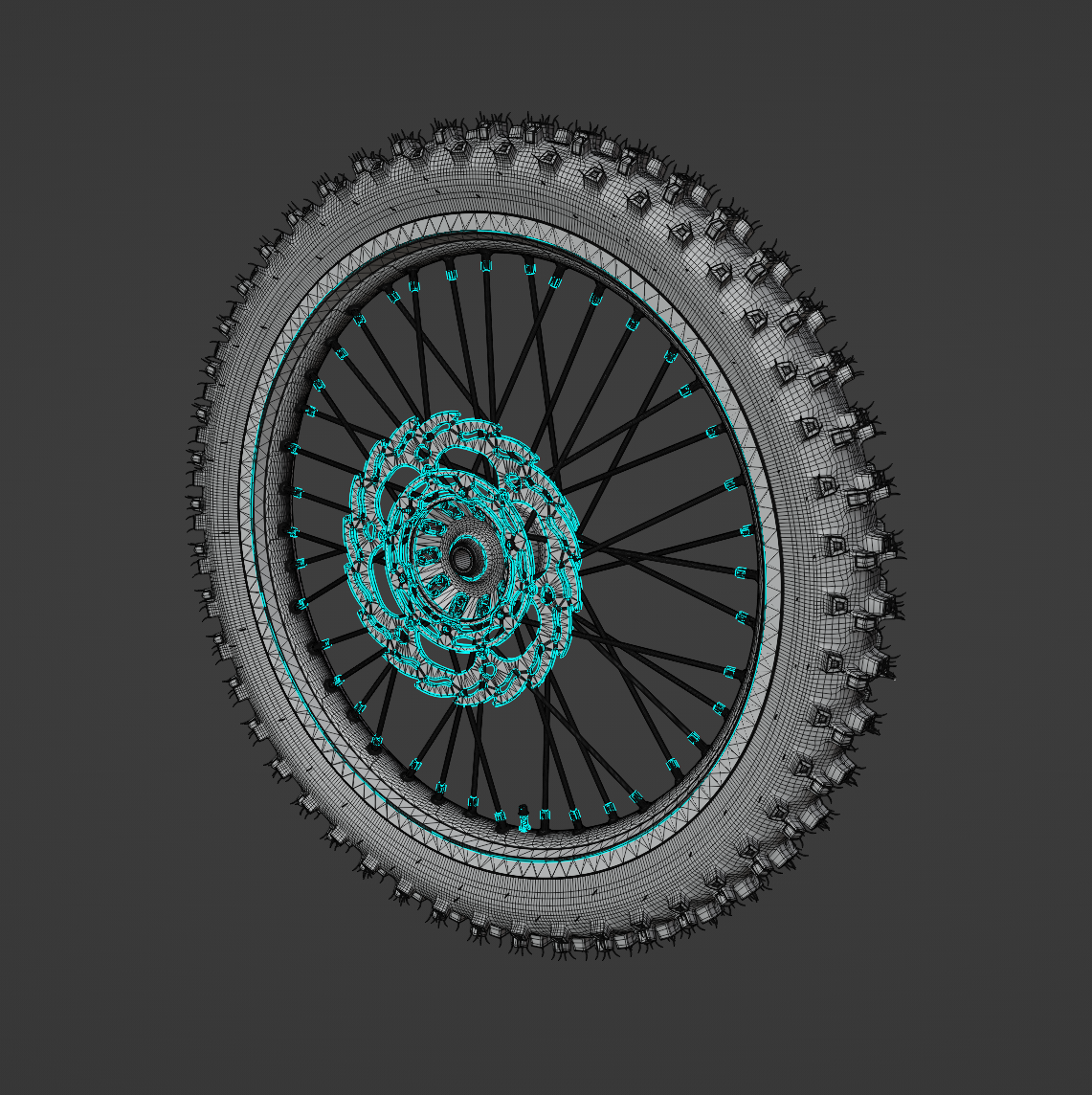 125CC + FRONT WHEEL ASSEMBLY FOR DIRTBIKES 3D MODEL (.OBJ AND .BLEND)