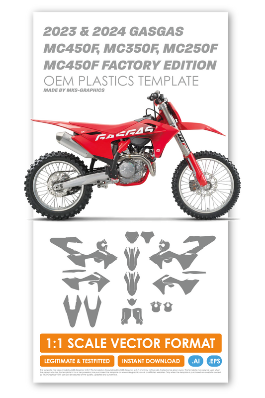 GASGAS MC450F, MC350F, MC250F 2024 & 2023 MC450F FACTORY EDITION (OEM PLASTICS TEMPLATE)